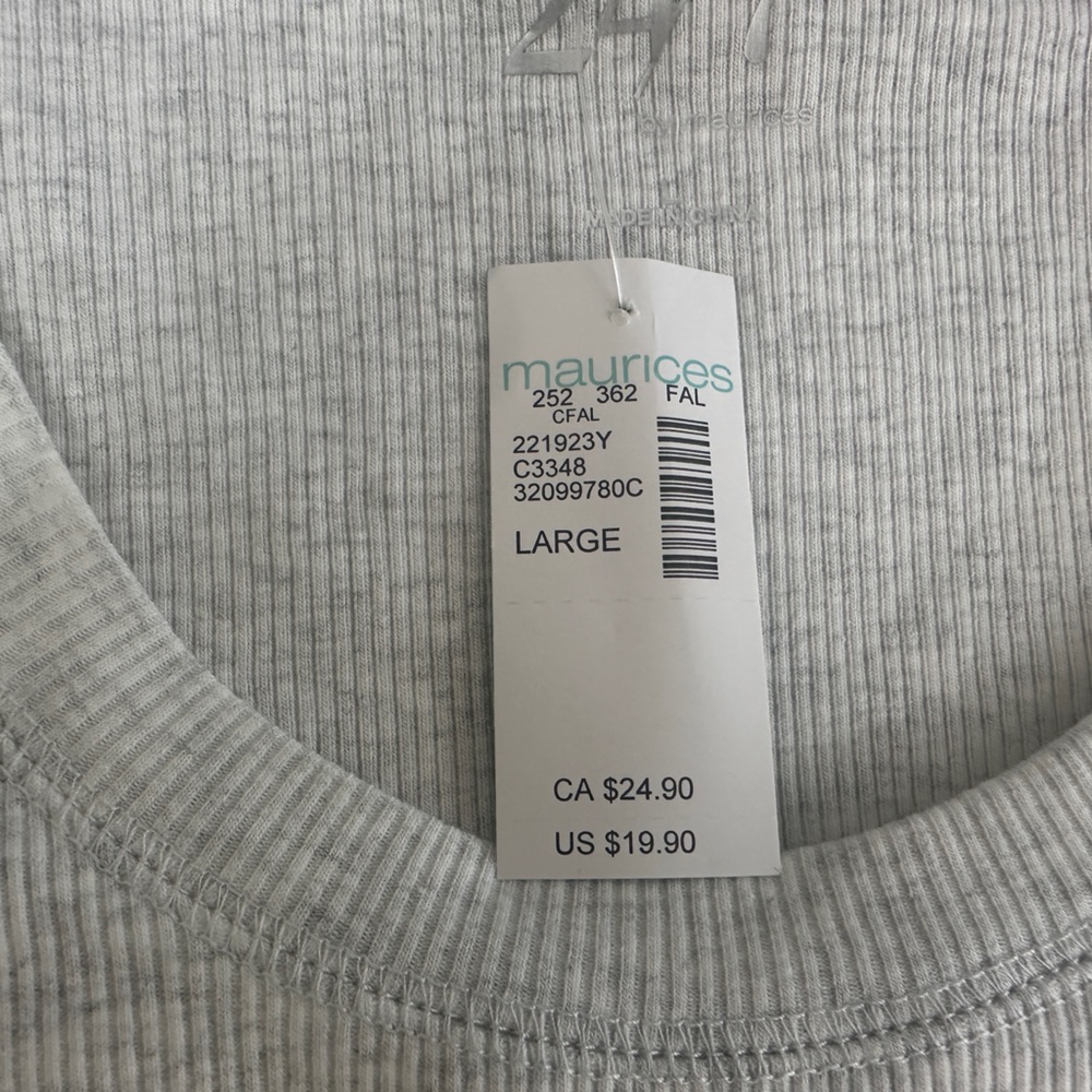 Maurices Light Gray Ribbed Top - Picture 2 of 2
